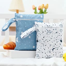Elinfant 2PCS Wet Dry Bag Mini Baby Diaper Bag Nappy Bag 18*25cm Waterproof Reusable Washable Diaper Bag