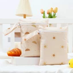 Elinfant 2PCS Wet Dry Bag Mini Baby Diaper Bag Nappy Bag 18*25cm Waterproof Reusable Washable Diaper Bag