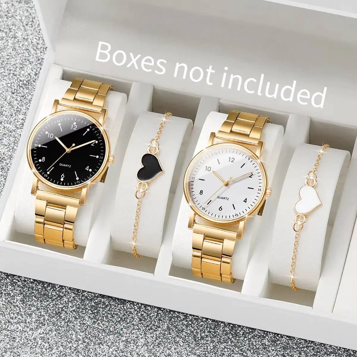 2/4PCS Fashion Women Watches Simple Arabic Dial Quartz Wristwatch with Bracelets Set Reloj Mujer(Without Box)