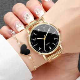 2/4PCS Fashion Women Watches Simple Arabic Dial Quartz Wristwatch with Bracelets Set Reloj Mujer(Without Box)