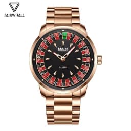 Mark Fairwhale 5031 Men Funny Quartz Watch Recessed Wheel Design Arabic Numerals Rotating Dial Roulette Clock Watch Hombre Reloj