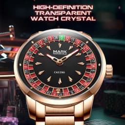 Mark Fairwhale 5031 Men Funny Quartz Watch Recessed Wheel Design Arabic Numerals Rotating Dial Roulette Clock Watch Hombre Reloj