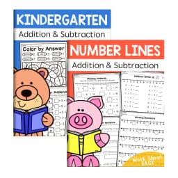 Fun Educational Activity Book Math Workbook Addition Subtraction Practice Book with Number Lines Counting & Coloring Activities