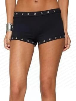 Hot girl Grunge fashionable Y2K shorts with rivet design hip-hop cut shorts street wear punk hot pants unique retro pants emo