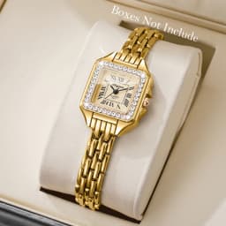 Elegant Rhinestone Square Women Watches Fashion Roma Dial Quartz Wristwatch Reloj Mujer Ladies Clock (Without Box)