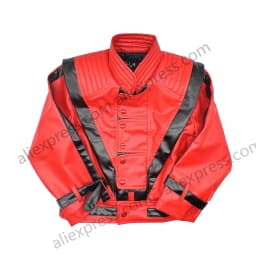 Michael Joseph Jackson Leather Red Thrilling Jacket, Suitable for 5-12 Year Boys Girls Kids ,Halloween Birthday Gift,