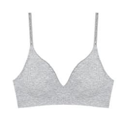 FINETOO Women Wireless Bra Deep V Padded Bralette S-XL Trendy Stripe Knitting Bras Sexy Ladies Brassiere Solid Underwear 6 Color