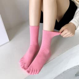 Color five-finger cotton sweat-absorbing breathable sports socks Japanese candy color split-toe women's socks