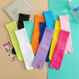 Color five-finger cotton sweat-absorbing breathable sports socks Japanese candy color split-toe women's socks