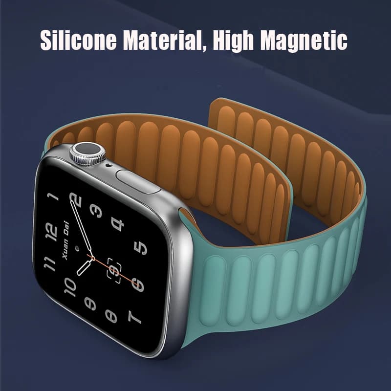 Silicone Link strap for Apple watch band 44mm 40mm 45mm 41mm 46mm 49mm Magnetic Loop bracelet iwatch series SE 7 8 9 ultra 2 10