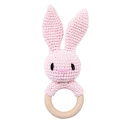 Handmade Crochet Animal Rattle Set Natural Beech Wood Ring Built in Bell Sound Teething Relief Fine Motor Skills Baby Toys Gift