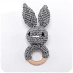 Handmade Crochet Animal Rattle Set Natural Beech Wood Ring Built in Bell Sound Teething Relief Fine Motor Skills Baby Toys Gift