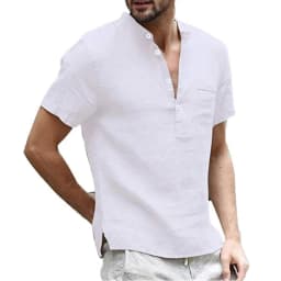 Summer New Men's Short-Sleeved T-shirt Cotton and Linen Led Casual Men's T-shirt Shirt Male Breathable S-3XL