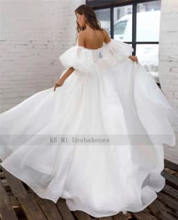 Princess White Wedding Dress Puff Short Sleeve Plus Size Bridal Dresses Lace up Back A Line Cheap Wedding Gowns Vestido de Noiva
