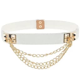 1Pc 4*68cm Women Elastic Double Buckle Belts Cummerbunds Chain Ladies Waistband with Dress Fashion Decoration Punk Belt Corset