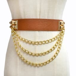 1Pc 4*68cm Women Elastic Double Buckle Belts Cummerbunds Chain Ladies Waistband with Dress Fashion Decoration Punk Belt Corset