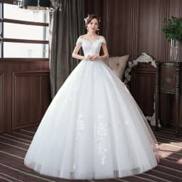 White Long Wedding Dress Embroidered Lace on Net Boat Neck Lace-Up Ball Gown Wholesale Cheap Manufacturer HMHS-83