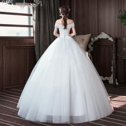 White Long Wedding Dress Embroidered Lace on Net Boat Neck Lace-Up Ball Gown Wholesale Cheap Manufacturer HMHS-83
