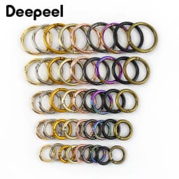 10Pcs Deepeel 10-38mm Metal O Ring Buckle Round Openable Spring Clasp Carabiner Snap Keychain Hooks DIY Clothes Bags Accessories