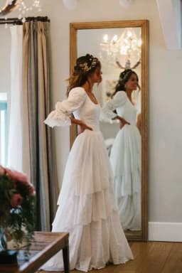 Verngo Rustic Boho Wedding Dress Vintage Lace Wedding Dress 2026 A Line Bride Gown Half Sleeves Tiered Wedding Gowns Customized