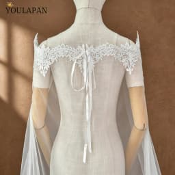 TOPQUEEN G36 Bridal Shawl Sexy Reverse Decoration Cloak Lace Embroidery For Reverse Wedding Dress Wedding Cape Veil Customizable