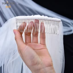 TOPQUEEN V25L Bridal Veils With Long Blusher Veil 3M*3M Elegant Off White Two Layer Veu Of Bride With Comb Boho Veil Cathedral