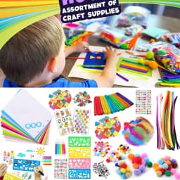 Colorful Pipe Cleaners Craft Kit Popsicle Plush Sticks Pompoms Stickers DIY Arts Supplies Children Kids Montessori Education Toy
