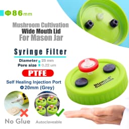 Liquid Culture Lids - Autoclavable WIDE Mouth Jar Lids with Heavy Duty Injection Port for Mushroom Cultivation