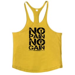NO PAIN NO GAIN Workout Gym Clothing Bodybuilding Stringer Tank Top Men Cotton Vest Y Back Sleeveless Shirt Sports Singlets