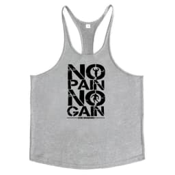 NO PAIN NO GAIN Workout Gym Clothing Bodybuilding Stringer Tank Top Men Cotton Vest Y Back Sleeveless Shirt Sports Singlets