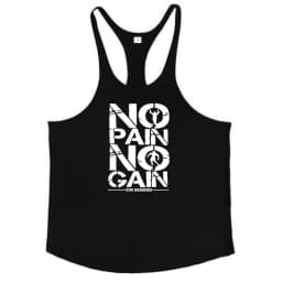 NO PAIN NO GAIN Workout Gym Clothing Bodybuilding Stringer Tank Top Men Cotton Vest Y Back Sleeveless Shirt Sports Singlets