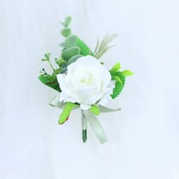 YO CHO White Silk Roses Corsages Boutonnieres Wedding Decoration Marriage Rose Wrist Corsage Pin Boutonniere Flowers for Guests