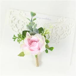 YO CHO White Silk Roses Corsages Boutonnieres Wedding Decoration Marriage Rose Wrist Corsage Pin Boutonniere Flowers for Guests