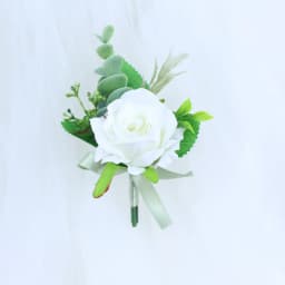 YO CHO White Silk Roses Corsages Boutonnieres Wedding Decoration Marriage Rose Wrist Corsage Pin Boutonniere Flowers for Guests
