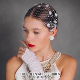 TOPQUEEN VA15 Russian Tulle Cage Veil White Crinoline Face Veil Headband Fascinator Cocktail Hats Bridal Hair Accessories