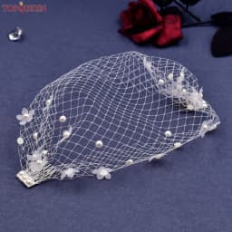 TOPQUEEN VA15 Russian Tulle Cage Veil White Crinoline Face Veil Headband Fascinator Cocktail Hats Bridal Hair Accessories