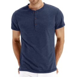 Brand Quality Cotton Men T-shirt Henry Neck Fashion Design Slim Fit Solid T-shirts Male Tops Tees Short Sleeve T Shirt For Men