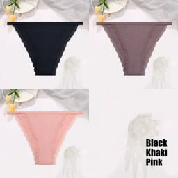 FINETOO 3Pcs/Set Sexy Lace Cotton Briefs Women Solid Comfortable Panties Female Soft Underwear Breathable Intimates Lingerie