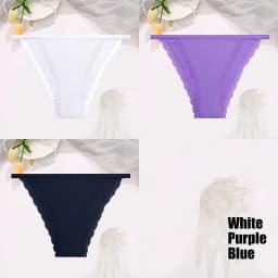 FINETOO 3Pcs/Set Sexy Lace Cotton Briefs Women Solid Comfortable Panties Female Soft Underwear Breathable Intimates Lingerie