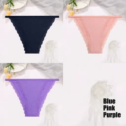 FINETOO 3Pcs/Set Sexy Lace Cotton Briefs Women Solid Comfortable Panties Female Soft Underwear Breathable Intimates Lingerie