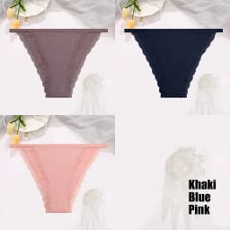 FINETOO 3Pcs/Set Sexy Lace Cotton Briefs Women Solid Comfortable Panties Female Soft Underwear Breathable Intimates Lingerie