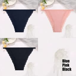 FINETOO 3Pcs/Set Sexy Lace Cotton Briefs Women Solid Comfortable Panties Female Soft Underwear Breathable Intimates Lingerie