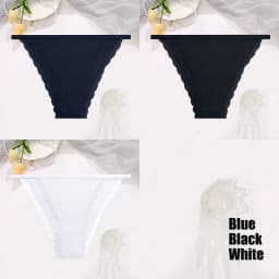 FINETOO 3Pcs/Set Sexy Lace Cotton Briefs Women Solid Comfortable Panties Female Soft Underwear Breathable Intimates Lingerie