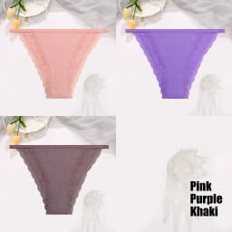 FINETOO 3Pcs/Set Sexy Lace Cotton Briefs Women Solid Comfortable Panties Female Soft Underwear Breathable Intimates Lingerie