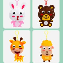 Children DIY Sewing Toys Cartoon Animal Keychain Montessori Arts Crafts Handmade Kits Creativity Early Educational Girls Gift