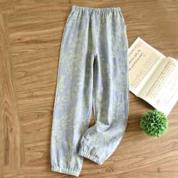 2026 New Spring Summer Women's Pajamas 100% Cotton Crepe Pants Women's Comfortable Loose Large Leaf Home Pants Thin Bottoms