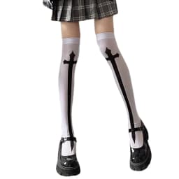 New Hot Girl Bone Bow Socks Streetwear Girls Black Sweet Cute Pink Y2K Harajuku Lolita Fishnet Stockings Thigh High Stockings