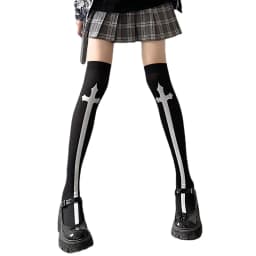 New Hot Girl Bone Bow Socks Streetwear Girls Black Sweet Cute Pink Y2K Harajuku Lolita Fishnet Stockings Thigh High Stockings