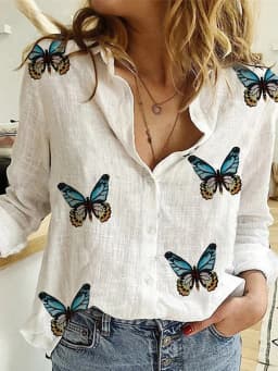 Leisure White Yellow Shirts Button Lapel Cardigan Top Lady Loose Long Sleeve Oversized Shirt Womens Blouses Casual Tunic Blusas