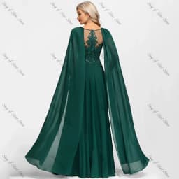 Customized O-Neck A-Line Emerald Mother of the Bride Dresses Side Slit Lace Appliques Sequined Chiffon Wedding Guest Prom Gowns
